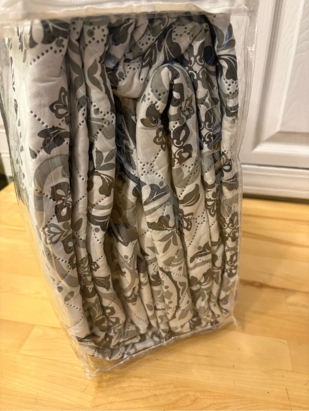 Neutral Gray and White Decorative Quilted Bedspread